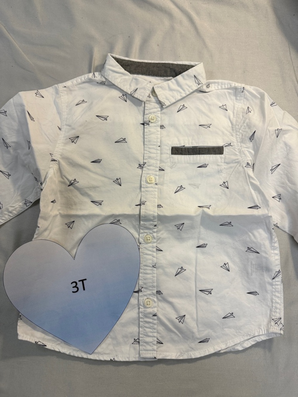 Gymboree White and GreyButton Down Shirt with Subtle Print